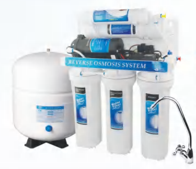 RO-100G-A01 TRADITIONAL 5 STAGE RO System with pump and adapter