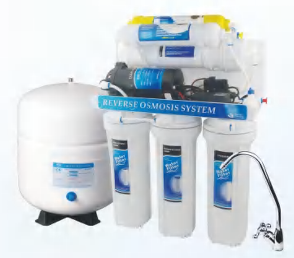 RO-100G-A02 TRADITIONAL 6 STAGE RO System with pump, adapter and Medical Stone